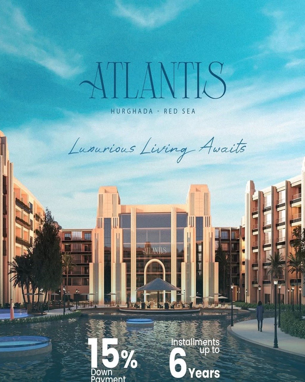 Dvoupodlažní byt s výhledem na bazén v Atlantis Resort Hurghada