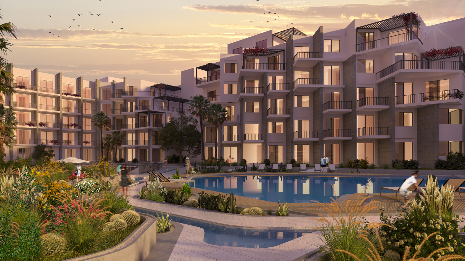 Majra Hurghada Apartments for Sale with private beach, sea view, and modern resort-style design on the Red Sea coast.