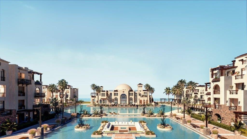Cala Sahl Hasheesh – Elegant Modern Front View 2 Bedroom apartment for sale in Cala Sahl HasheeshFront view of Cala Sahl Hasheesh showcasing modern architectural design and elegant Red Sea style.