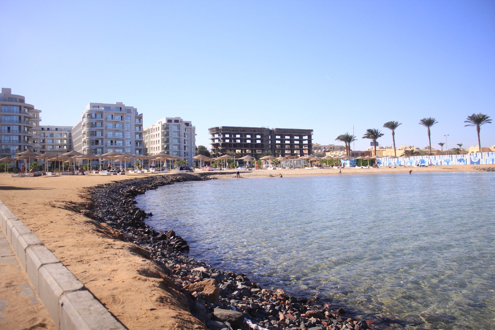 Aerial view of Scandic Hurghada showing Scandinavian-style buildings near the Red Sea.