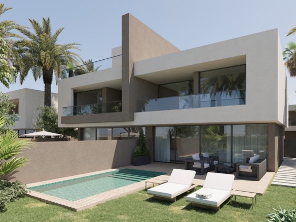Luxuswohnungen in Sahl Hasheesh im IL Bayou mit moderner Architektur und Poollandschaft am Roten Meer