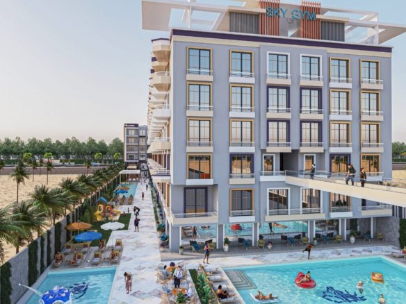 Front view of Lavanda showcasing elegant modern architecture with a luxurious resort-style design.
