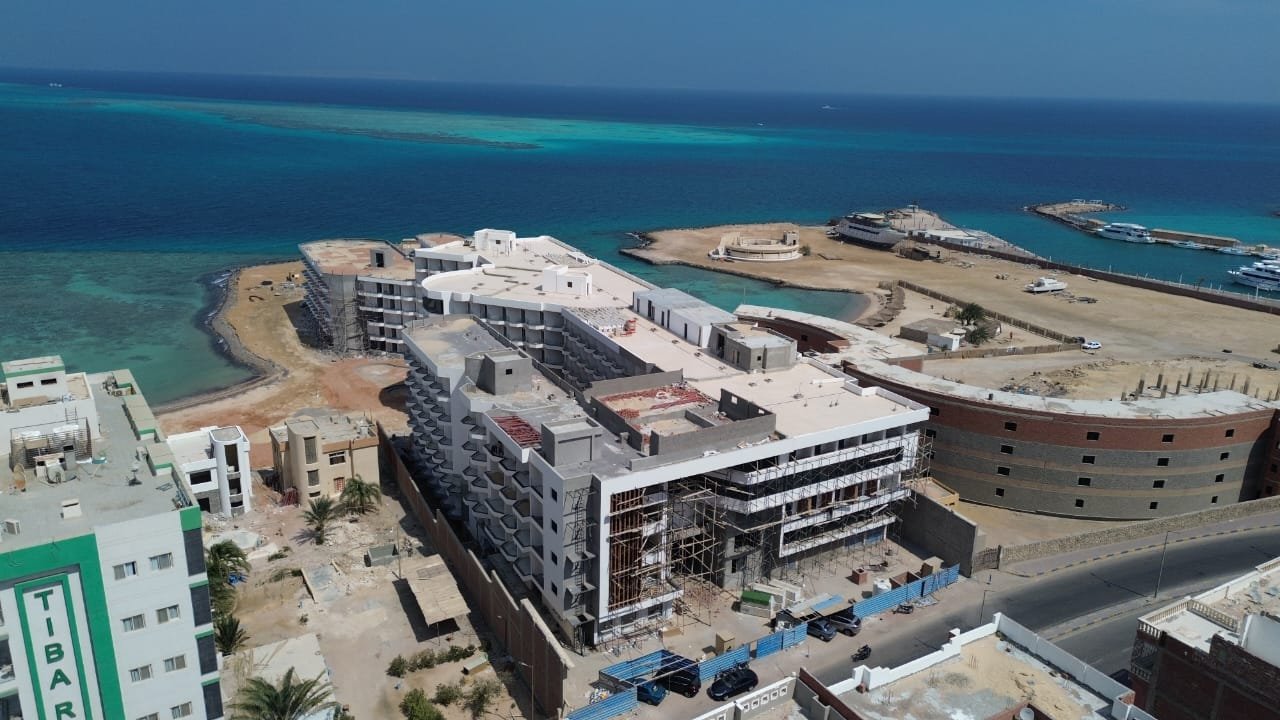 Panoramic sea view from Storia Del Mare Hurghada overlooking turquoise Red Sea waters.