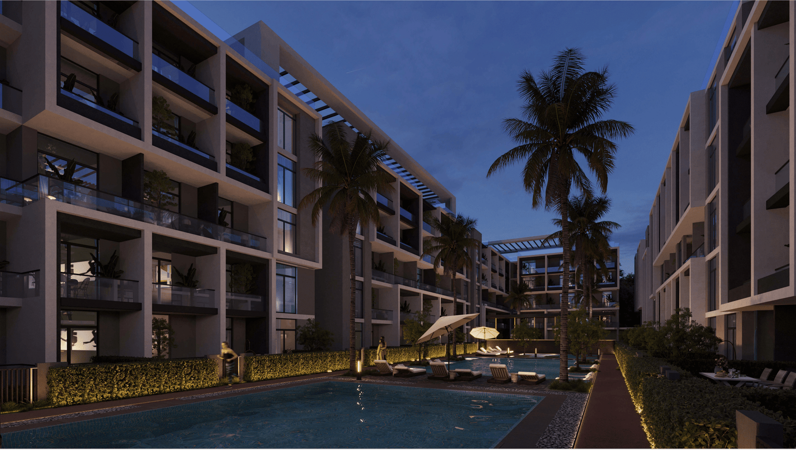 Resort-style amenities and swimming pools at Clan Residents Hurghada