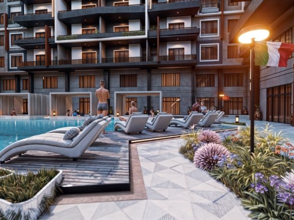 Modern apartment buildings with contemporary design in Iconic Resort