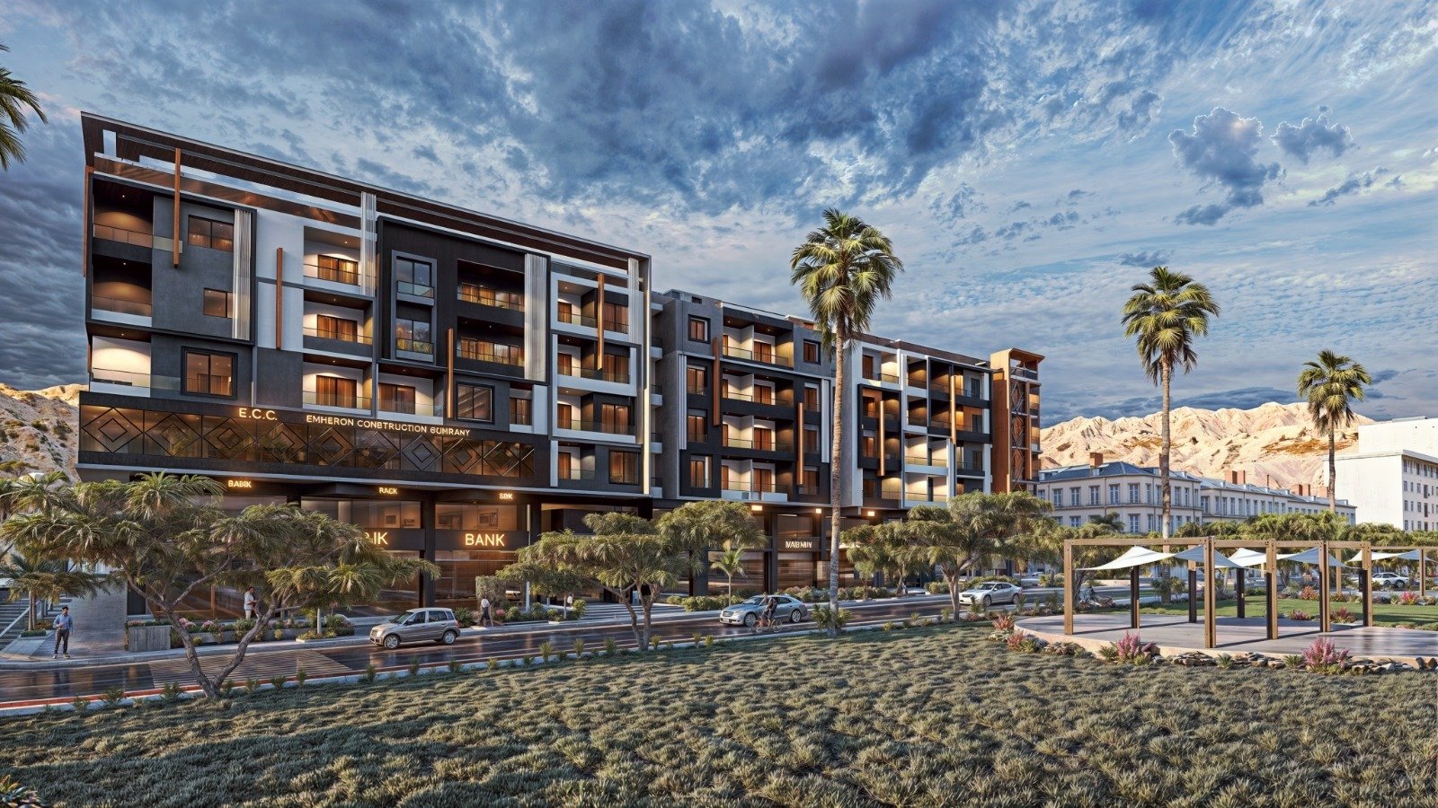 Exterior view of apartment buildings in Iconic Resort