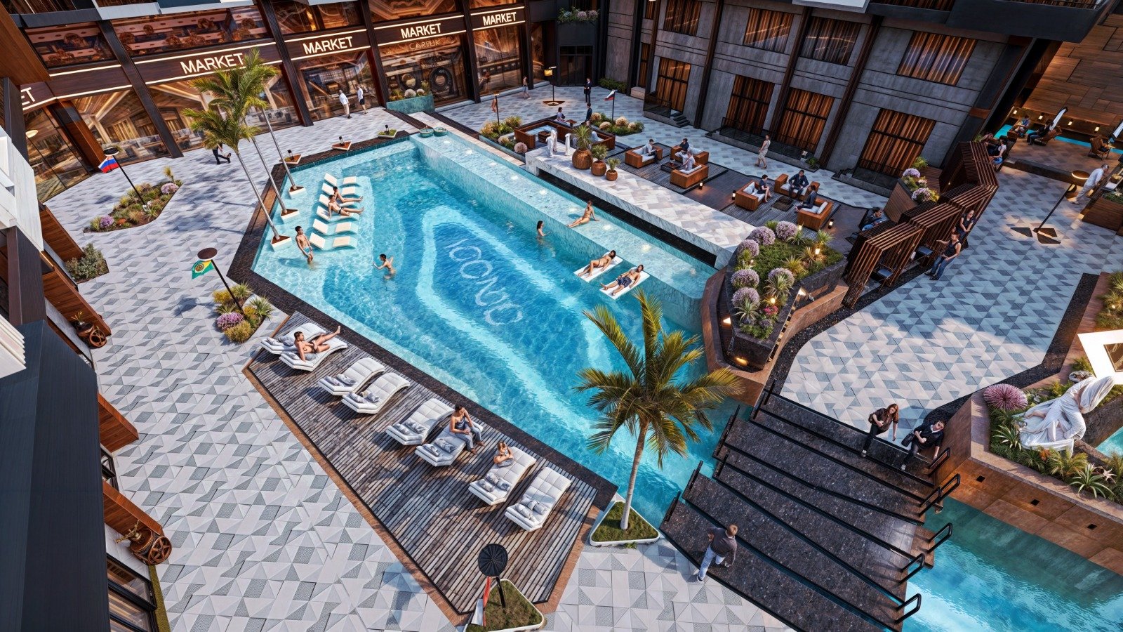 two-bedroom apartment Iconic Resort Hurghada featuring a spacious layout and modern residential design