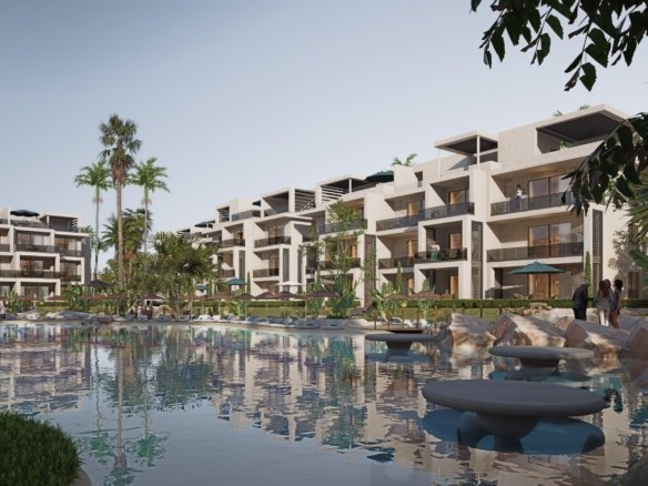 Residential compounds in Hurghada offering modern apartments, pools, and landscaped gardens