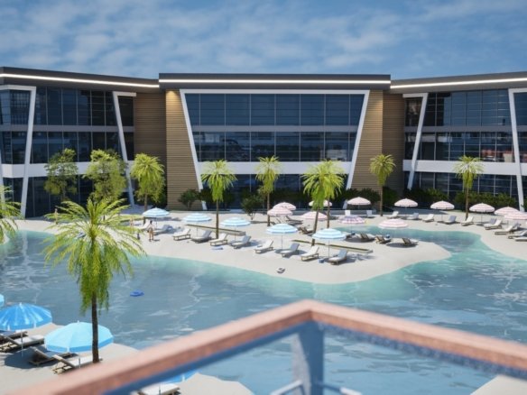 Landscaped gardens and swimming pools at Holidays Park Resort Hurghada