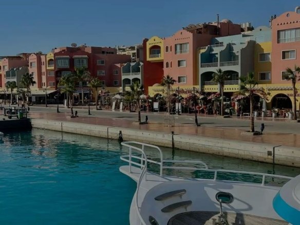 Tourism in Hurghada along the Red Sea with beaches, resorts, and clear blue water