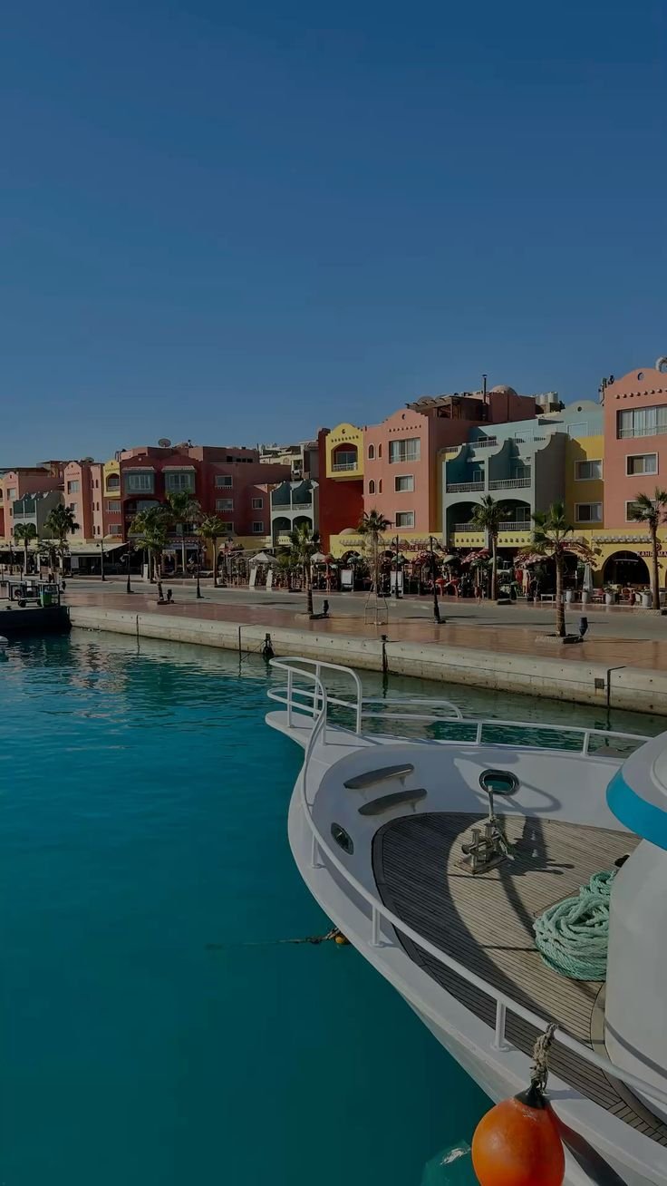 Tourism in Hurghada along the Red Sea with beaches, resorts, and clear blue water