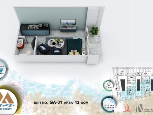 studio apartment for sale in Mark Resort Hurghada El Kawther
