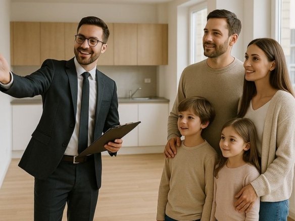 Property owner managing a Hurghada apartment from abroad using a laptop
