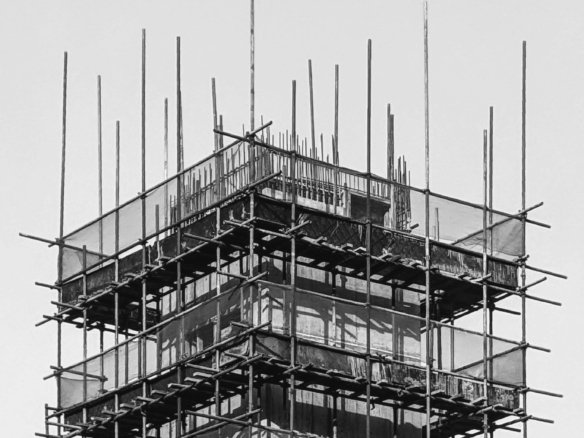 under construction units with modern design and ongoing development progress