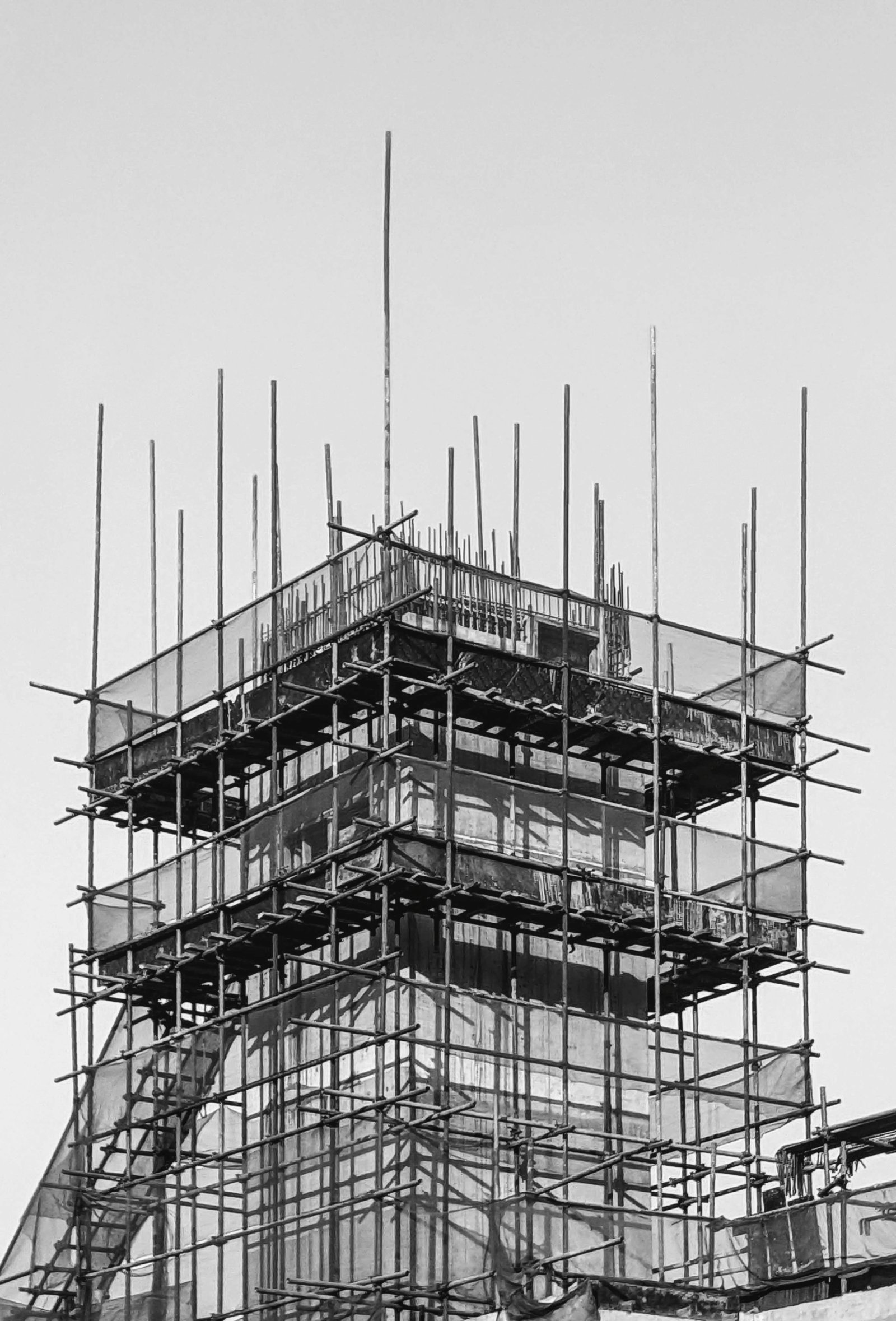 under construction units with modern design and ongoing development progress