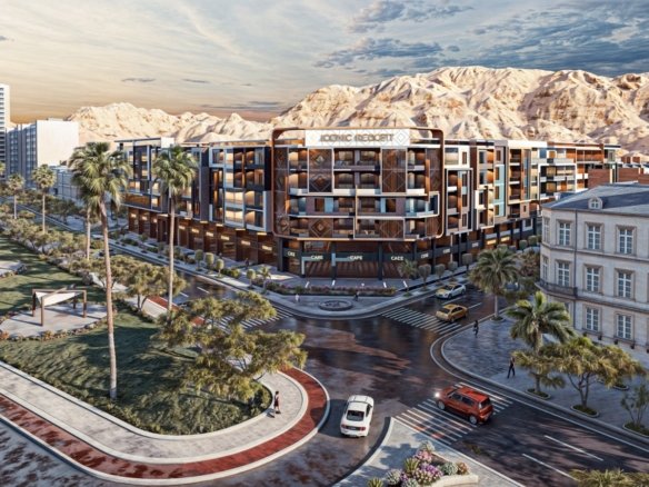 Modern mountain view 2-bedroom apartment at Iconic Resort Hurghada unit A216