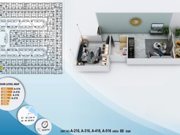 1BR apartment for sale in Blue Crest Residence Hurghada