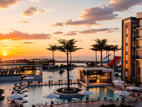 On-site aqua park at Hayat Beach Resort Hurghada luxury resort apartments for sale Hurghada