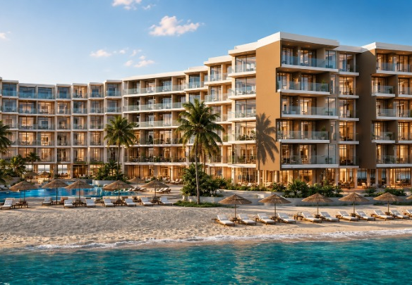 Studio apartment for sale in Sea Breeze Hurghada Fully finished modern living room interior at Sea Breeze Hurghada apartment
