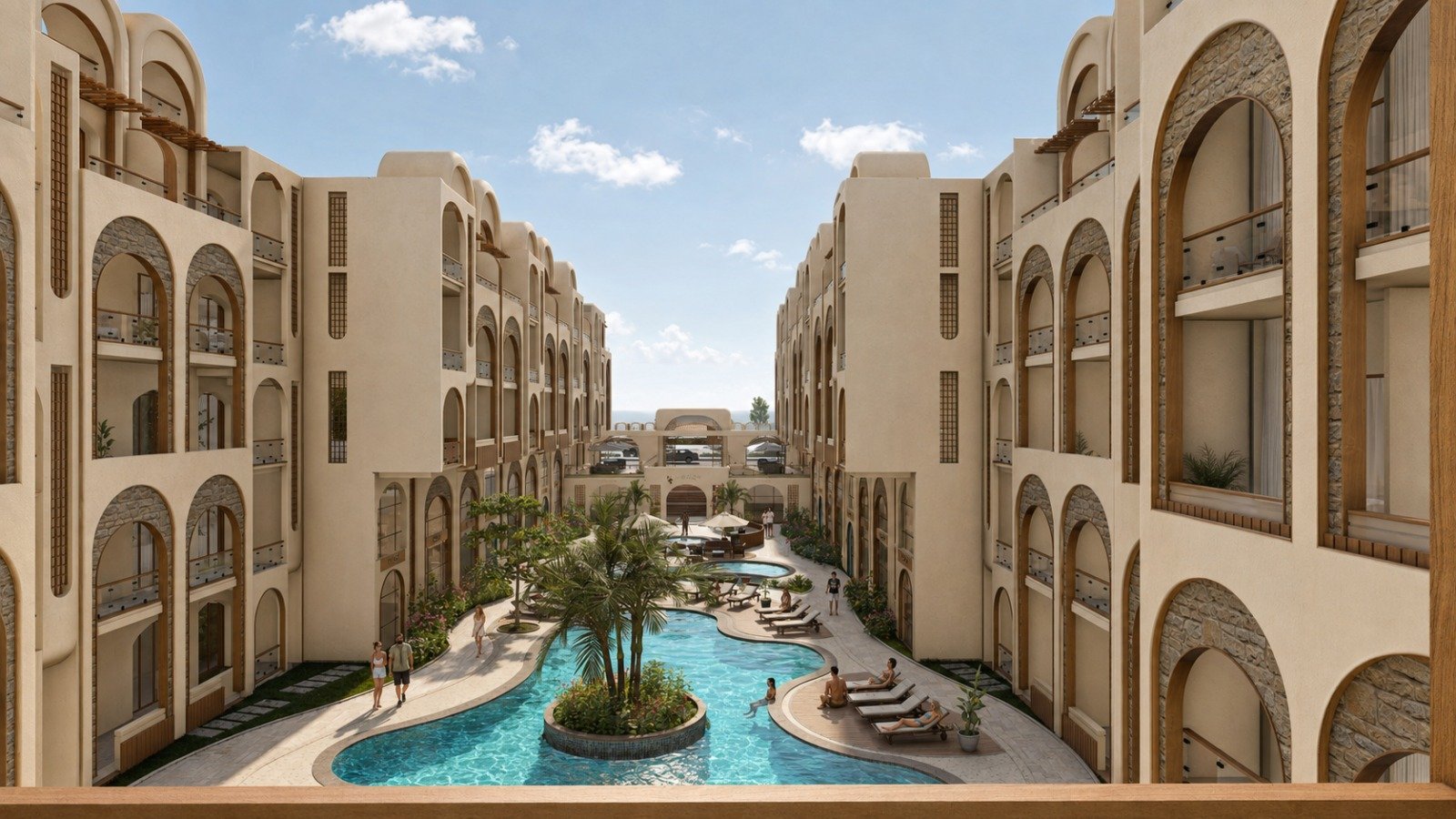 Furnished layout suggestion for studios for sale in Magwish Hurghada at Amarina Soul.