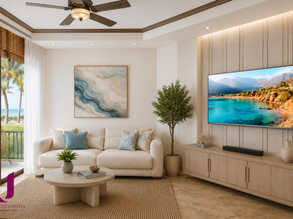 أي تقسيم عقاري يحقق أعلى نسبة إشغال في الأحياء بالغردقة؟ Modern 2-bedroom branded duplex living room with sea views at U Residences Sahl Hasheesh