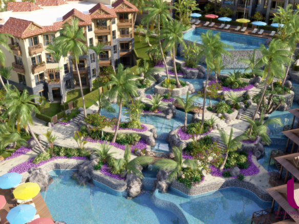 Relaxing pool bar and lounge deck next to the infinity pool at U Residences Sahl Hasheesh