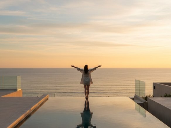 buy property in egypt A luxury apartment complex and swimming pool in Egypt for foreigners looking to buy property.
