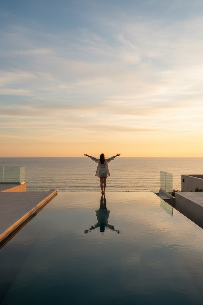 buy property in egypt A luxury apartment complex and swimming pool in Egypt for foreigners looking to buy property.